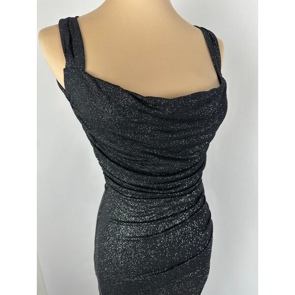 Lucy in the Sky Size XS Black Silver Glitter Dress Cocktail Party NYE Stretch - Picture 6 of 16